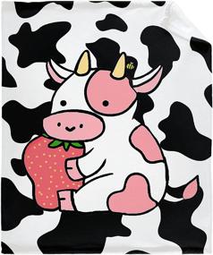 img 4 attached to 🍓 Todeyya Strawberry Cow Throw Blanket - Flannel Fleece Air Conditioning Quilt: Best Lightweight Cozy Plush Blanket for Sofa, Chair, Bedroom – Small Size: 50"x40" – Perfect Gift for Kids