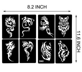 img 1 attached to 🐾 Kotbs 4 Sheets Animal Patterns Henna Tattoo Stencil Kit, 32pcs Temporary Glitter Airbrush Tattoo Stencils - Arabian Tattoo Stickers for Face & Body Paint Art