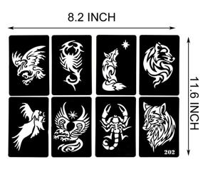 img 2 attached to 🐾 Kotbs 4 Sheets Animal Patterns Henna Tattoo Stencil Kit, 32pcs Temporary Glitter Airbrush Tattoo Stencils - Arabian Tattoo Stickers for Face & Body Paint Art