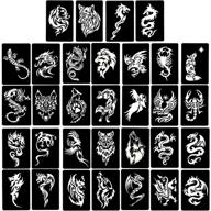 🐾 kotbs 4 sheets animal patterns henna tattoo stencil kit, 32pcs temporary glitter airbrush tattoo stencils - arabian tattoo stickers for face & body paint art logo