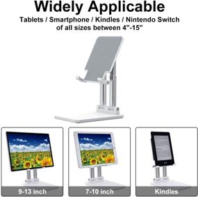 img 3 attached to Adjustable Height Tablet Stand - Rosa Schleife Foldable Holder for Tablets, Dual Tube Aluminum Stand - Compatible with iPad, Kindle, Microsoft Surface, Tab, E-Reader - 4-15'' (White)