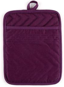 img 3 attached to 🍳 VEIKERY Heat Resistant Oven Pot Holder with Pocket - 100% Cotton Coaster Potholder Kitchen Hot Pad Oven Mitts for Cooking and Baking - Square 7"x9" (Purple, Pack of 3)