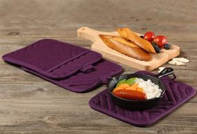 img 2 attached to 🍳 VEIKERY Heat Resistant Oven Pot Holder with Pocket - 100% Cotton Coaster Potholder Kitchen Hot Pad Oven Mitts for Cooking and Baking - Square 7"x9" (Purple, Pack of 3)