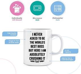 img 1 attached to I Never Asked to Be the World's Best Boss Mug - Funny 11 oz Ceramic Coffee Cup - Perfect Gift Idea for Bosses, Coworkers, Male or Female - Comes with Blue Ribbon Gift Box!