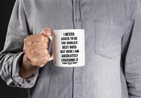 img 2 attached to I Never Asked to Be the World's Best Boss Mug - Funny 11 oz Ceramic Coffee Cup - Perfect Gift Idea for Bosses, Coworkers, Male or Female - Comes with Blue Ribbon Gift Box!