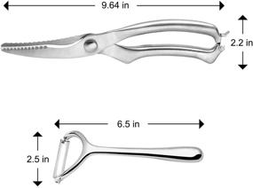 img 2 attached to 🔪 Универсальный набор кухонных ножниц из 2 предметов: крепкие ножницы из нержавеющей стали для мяса, рыбы, овощей, трав, плюс бонусный Y-шеллер