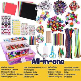 img 3 attached to Goodyking Creative Craft Supplies - Pipe Cleaners, Craft Kits, and Jewelry Making Materials for Teen Girls | Ages 5-12 | Construction Paper, Plastic Storage, Glitter, Googly