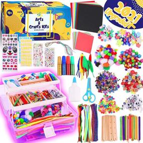 img 4 attached to Goodyking Creative Craft Supplies - Pipe Cleaners, Craft Kits, and Jewelry Making Materials for Teen Girls | Ages 5-12 | Construction Paper, Plastic Storage, Glitter, Googly
