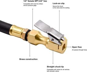 img 3 attached to 🔧 SAFELIFE Heavy Duty Tire Chuck with Open Flow and Clip for Inflator - 2 Pack