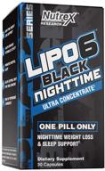 💤 lipo 6 nighttime fat burner by nutrex - melatonin sleep aid & weight loss diet pills for men and women - night time metabolism booster appetite suppressant - 30 capsules logo
