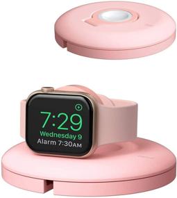 img 4 attached to 🔌 PZOZ Charger Stand: Portable Apple Watch Charging Station with Cable Management - Pink, Compatible with Series 6 SE 5 4 3 2 1 44mm, 42mm, 40mm, 38mm