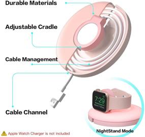 img 3 attached to 🔌 PZOZ Charger Stand: Portable Apple Watch Charging Station with Cable Management - Pink, Compatible with Series 6 SE 5 4 3 2 1 44mm, 42mm, 40mm, 38mm