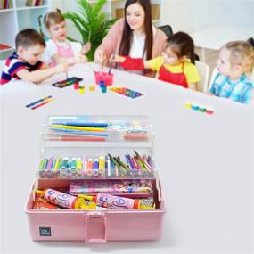 img 1 attached to 📦 3-Layer Multifunctional Plastic Craft Organizers and Storage Box with Handle - Ideal for Medicine, Art Supplies, Makeup, Nail, Hair Accessories for Kids - Perfect Room Organizer Bins