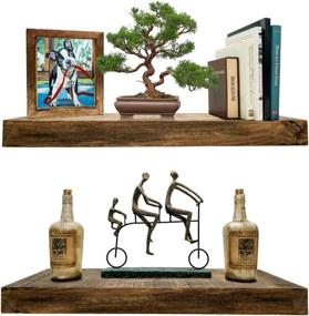 img 4 attached to 🏡 Darvish & Saints Rustic Floating Shelves - Solid Wood with Natural Grain, Farmhouse Distressed Finish, True Flush Hidden Brackets, Modern Barn Shelf for Livingroom and Kitchen (Set of 2, Espresso Walnut, 24x6x2in)