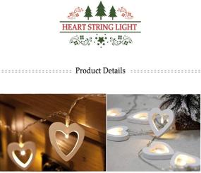 img 3 attached to 💕 Enchanting Wooden Heart String Lights for Valentine's Day Celebration: 10FT of 20 LED Heart Shaped Fairy Lights, Battery Operated & Perfect for Weddings, Birthdays, and Home Decor