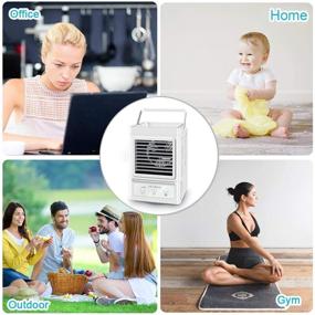 img 1 attached to Portable Air Conditioner Fan: Rechargeable Battery Operated 120° Auto Oscillation Personal Air Cooler with 3 Wind Speeds - Perfect for Home, Bedroom, Office & Outdoor