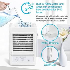 img 3 attached to Portable Air Conditioner Fan: Rechargeable Battery Operated 120° Auto Oscillation Personal Air Cooler with 3 Wind Speeds - Perfect for Home, Bedroom, Office & Outdoor