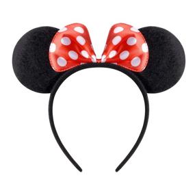img 3 attached to 🐭 Picoway Mouse Ears Headband Set of 20 - Black &amp; Red Bow for Effortless Disney Style