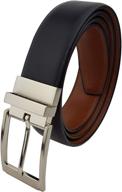 🔒 stylish and sustainable: vegan reversible gunmetal buckle black men's belt accessories logo