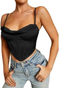 img 4 attached to 🎉 Stylish Satin Spaghetti Strap Party Crop Top: Y2K Fashion Bustiers for Women