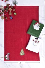 img 3 attached to Premium Pack of 3 Christmas Hand Towels - Jumbo Size 16 x 25 inch, Festive Cotton Kitchen & Bathroom Towels with Decorative Holiday Embroidery