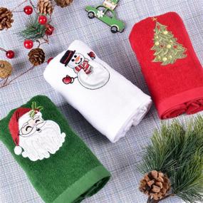 img 1 attached to Premium Pack of 3 Christmas Hand Towels - Jumbo Size 16 x 25 inch, Festive Cotton Kitchen & Bathroom Towels with Decorative Holiday Embroidery