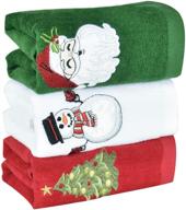 premium pack of 3 christmas hand towels - jumbo size 16 x 25 inch, festive cotton kitchen & bathroom towels with decorative holiday embroidery logo