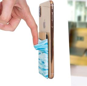 img 3 attached to 📱 Stretchy Cell Phone Stick on Wallet Card Holder Phone Pocket for iPhone, Android, and All Smartphones - Coconut & Waves (Pack of Two)