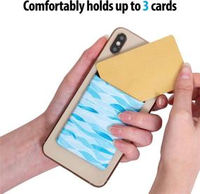 img 1 attached to 📱 Stretchy Cell Phone Stick on Wallet Card Holder Phone Pocket for iPhone, Android, and All Smartphones - Coconut & Waves (Pack of Two)