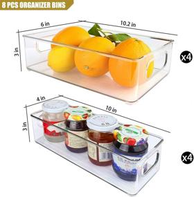 img 3 attached to 🧊 8 PCS Refrigerator Organizer Bins - Clear Plastic Food Storage Bins for Fridge Freezers Pantry Organization - Stackable & BPA Free - Fridge Organizer Clear