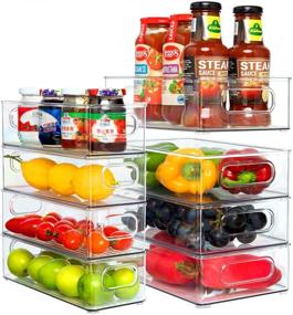 img 4 attached to 🧊 8 PCS Refrigerator Organizer Bins - Clear Plastic Food Storage Bins for Fridge Freezers Pantry Organization - Stackable & BPA Free - Fridge Organizer Clear