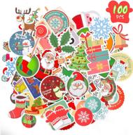 🎄 100pcs christmas stickers bulk with no repetition - cartoon waterproof graffiti vinyl decal stickers pack for cards, bags, boxes, scrapbook, window, glass - ideal for christmas holiday decorations supplies logo