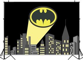 img 2 attached to 🦸 Superhero Super City Photography Backdrops - Skyline Buildings City Boom Photo Background for Children's Birthday Party - Banner Photo Studio Booth Cake Table Decor - 5x3ft Vinyl