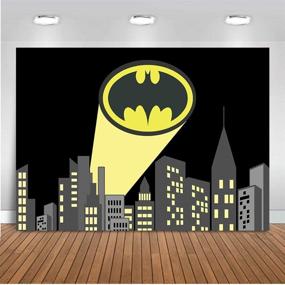 img 3 attached to 🦸 Superhero Super City Photography Backdrops - Skyline Buildings City Boom Photo Background for Children's Birthday Party - Banner Photo Studio Booth Cake Table Decor - 5x3ft Vinyl