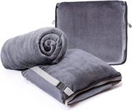 🛫 compact travel blanket airplane pillow - dual zipper holder bag - wearable micro fleece blanket for any journey - soft & portable - 40"x 70 logo