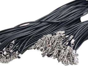 img 1 attached to 📿 100Pcs Fashion 2.0mm Black Leather Cord Rope Necklace Chain with Lobster Claw Clasp