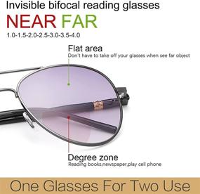 img 1 attached to 🕶️ Invisible Bifocal Reading Glasses Aviator Sunglasses with Spring Hinge, UV Protection, and Anti Blue Light - 2Pack Sun Readers