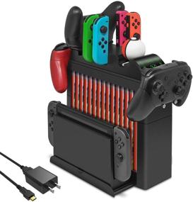 img 4 attached to 🔌 FYOUNG Charging Dock & Storage Rack for Nintendo Switch Joy Cons, Pro Controller, Poke Ball Plus - Multifunctional Organizer Stand with Fast Charger