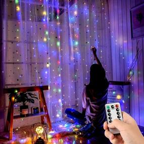 img 4 attached to 300LED Curtain Lights, 10x10Ft Fairy String Lights with Remote Control for Room, Wall, Christmas, Bedroom, Home and Wedding Decor, 8 Twinkle Modes, Indoor USB String Light in Multi Colors