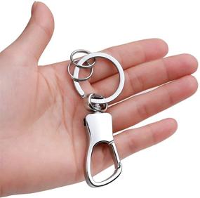 img 1 attached to 🔑 Carabiner Keychain Clips - Keychain for Men and Women with 2 Key Rings - Stainless Steel Quick Release Key Holder for Belt - Set of 2 (Black & Silver) - Feb.7