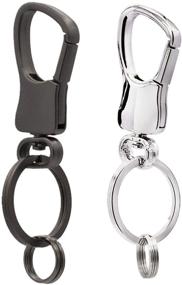 img 4 attached to 🔑 Carabiner Keychain Clips - Keychain for Men and Women with 2 Key Rings - Stainless Steel Quick Release Key Holder for Belt - Set of 2 (Black & Silver) - Feb.7