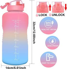 img 3 attached to EONHUA 1 Gallon Motivational Water Bottle with Straw and Time Marker - Large Water Jug with Drawstring Bag for Gym - BPA Free, Leak-Proof, 128 oz