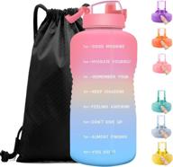 eonhua 1 gallon motivational water bottle with straw and time marker - large water jug with drawstring bag for gym - bpa free, leak-proof, 128 oz логотип