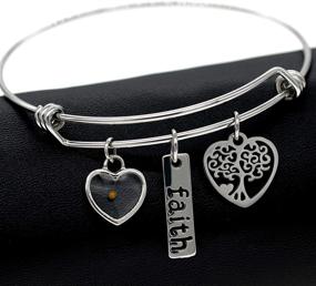 img 2 attached to 🌳 Uloveido Tree of Life Bangle Bracelet with Mustard Seed Pendant - Faith Cuff Jewelry Gifts for Women and Teen Girls (Y639)