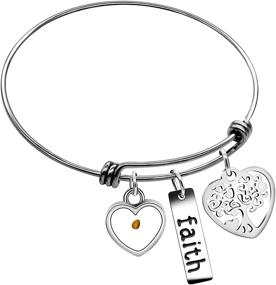 img 4 attached to 🌳 Uloveido Tree of Life Bangle Bracelet with Mustard Seed Pendant - Faith Cuff Jewelry Gifts for Women and Teen Girls (Y639)