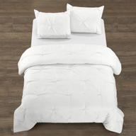 casa lydia all season reversible pintuck king comforter set - lightweight & ultra-soft microfiber - machine washable - white logo