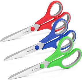 img 3 attached to 🔪 iBayam 8" Multipurpose Scissors Bulk 3-Pack: Ultra Sharp Blade Shears for Office, Home, School & Crafts - Sturdy & Comfortable Handle Design - Right/Left Handed