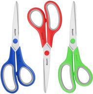 🔪 ibayam 8" multipurpose scissors bulk 3-pack: ultra sharp blade shears for office, home, school & crafts - sturdy & comfortable handle design - right/left handed logo