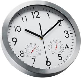 img 3 attached to ⏰ WOOPHEN 12 Inch Silent Wall Clock with Temperature and Humidity, Non-Ticking, Silver