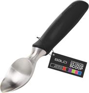 premium quality balci ice cream scoop - durable stainless steel with 🍦 non-slip rubber grip - professional metal ice-cream spade - easy to clean - black logo